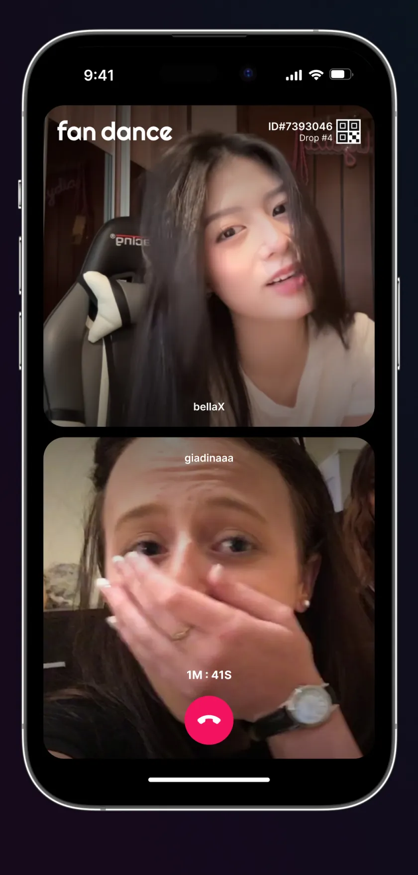 fan dance: verified 1-on-1 video call with ID and QR
