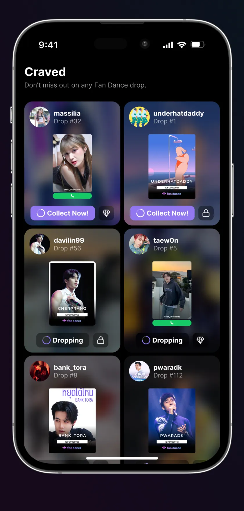 fan dance: numbered collectible cards dropping